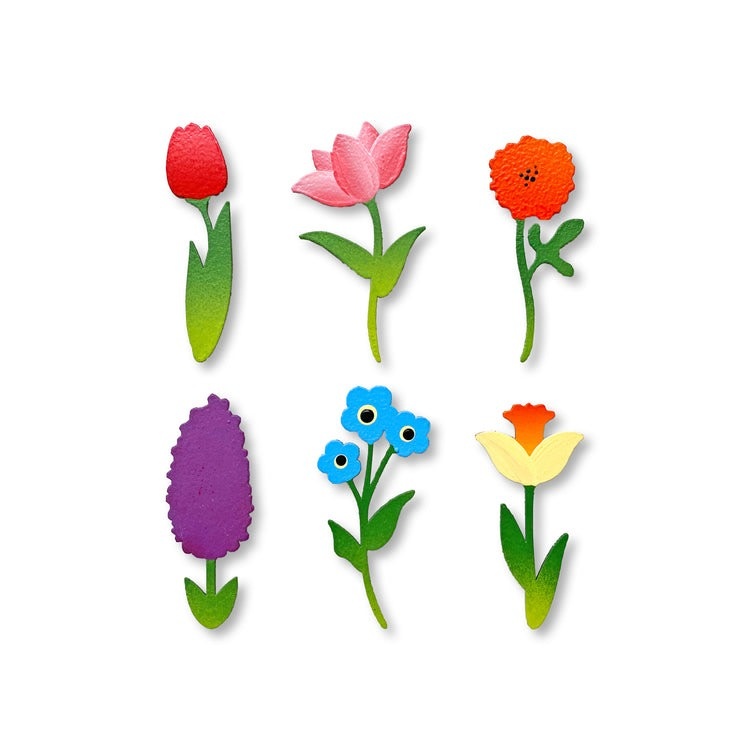 Roeda Studio Rainbow Flower Stem Magnets S/6, Spring Decor