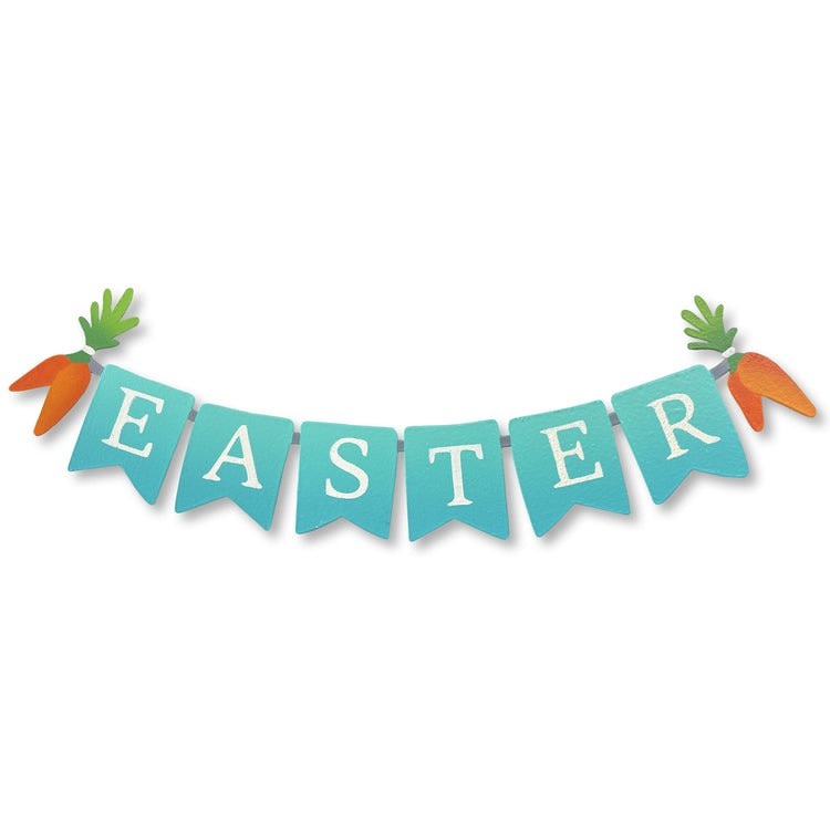 Roeda Studio "Easter" Banner w/ Carrots Mini Art Pop  (10"w) Spring Decor