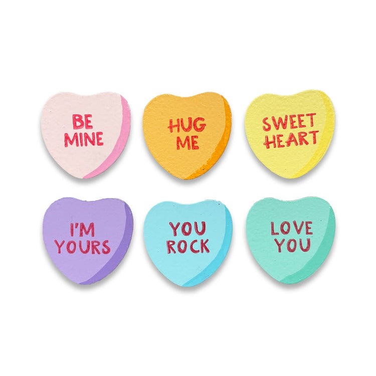 Roeda Studio Conversation Heart Magnets S/6, Valentine's Day Decor