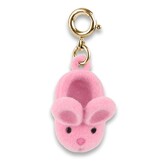 Charm It! Gold Furry Bunny Slipper Charm