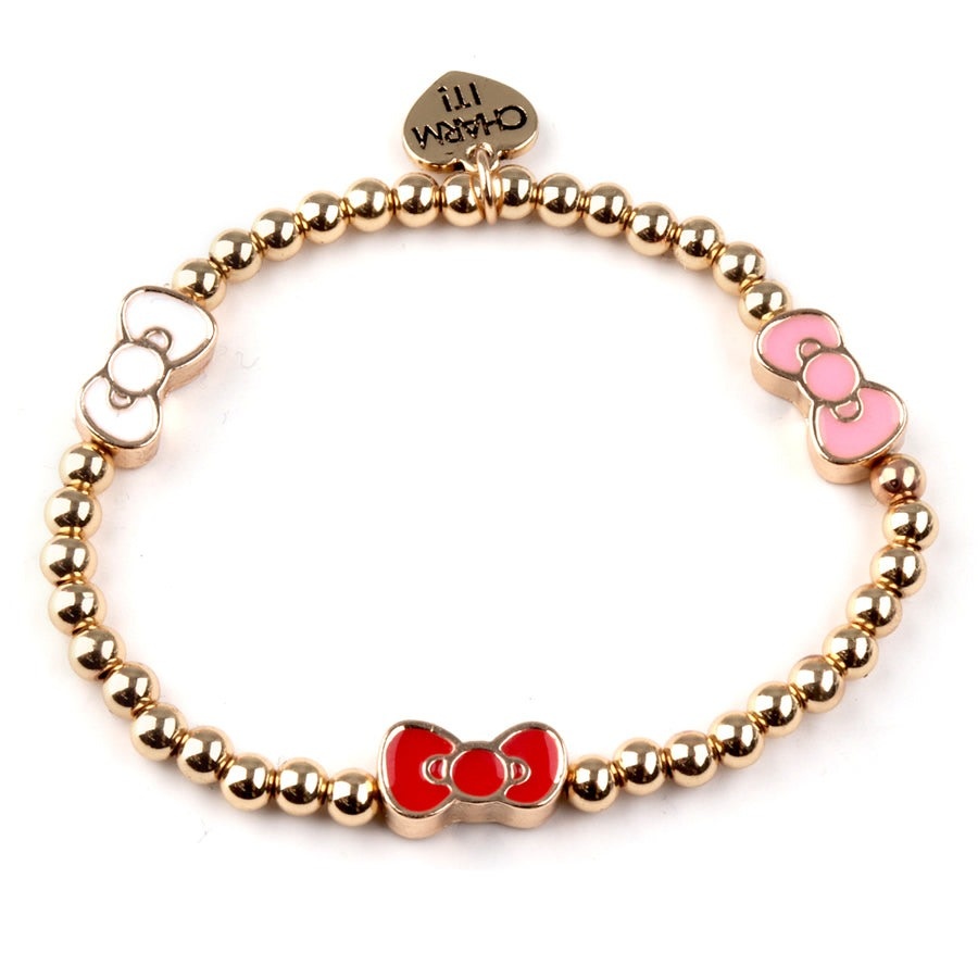 Charm It! CHARM IT! Gold Hello Kitty Bow Stretch Bead Bracelet