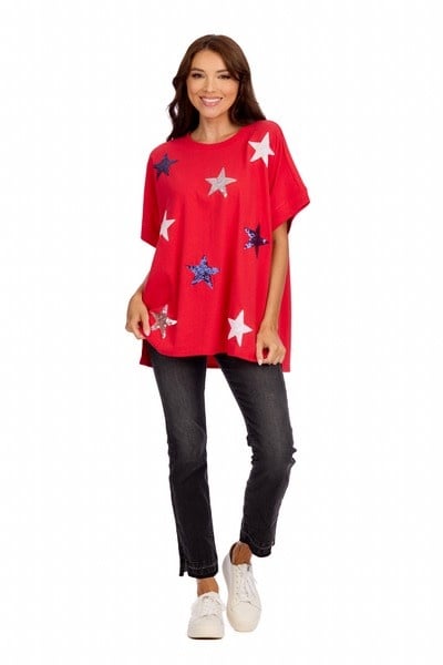 Mudpie 4th Of July Sparkle Top-Red