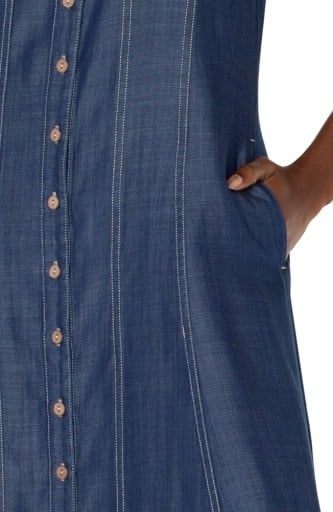 Liverpool Los Angeles sleeveless button down maxi dress 54"