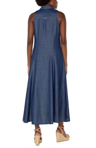 Liverpool Los Angeles sleeveless button down maxi dress 54"