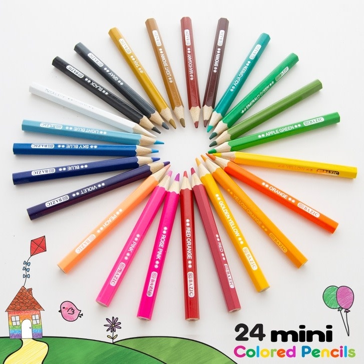 BAZIC Products 24 Mini Colored Pencils
