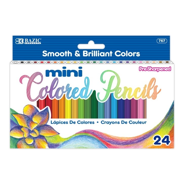 BAZIC Products 24 Mini Colored Pencils