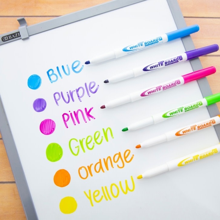 BAZIC Products Fine Tip Bright Color Dry-Erase Marker (6/Pack)