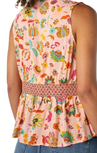 Liverpool Los Angeles sleeveless woven top w smocked waist