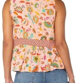 Liverpool Los Angeles sleeveless woven top w smocked waist
