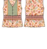 Liverpool Los Angeles sleeveless woven top w smocked waist