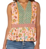 Liverpool Los Angeles sleeveless woven top w smocked waist