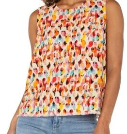 Liverpool Los Angeles sleeveless button back fray hem woven top