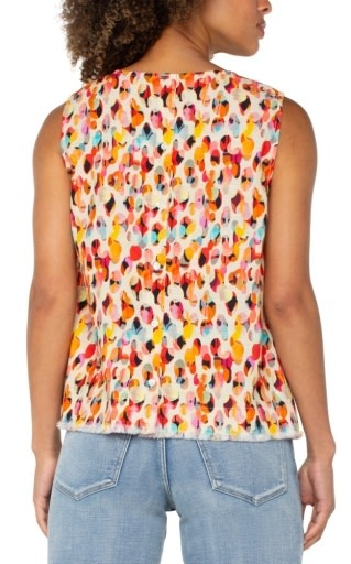 Liverpool Los Angeles sleeveless button back fray hem woven top