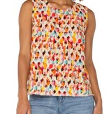 Liverpool Los Angeles sleeveless button back fray hem woven top