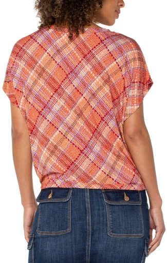 Liverpool Los Angeles crew neck knit top w/ front twist detail