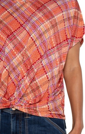 Liverpool Los Angeles crew neck knit top w/ front twist detail