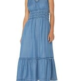 Liverpool Los Angeles smocked v neck fray maxi dress