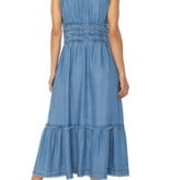 Liverpool Los Angeles smocked v neck fray maxi dress