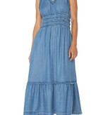 Liverpool Los Angeles smocked v neck fray maxi dress