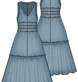 Liverpool Los Angeles smocked v neck fray maxi dress