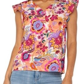 Liverpool Los Angeles flutter sleeve button front woven blouse