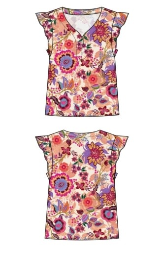 Liverpool Los Angeles flutter sleeve button front woven blouse