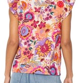 Liverpool Los Angeles flutter sleeve button front woven blouse