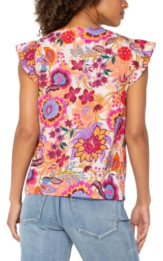 Liverpool Los Angeles flutter sleeve button front woven blouse