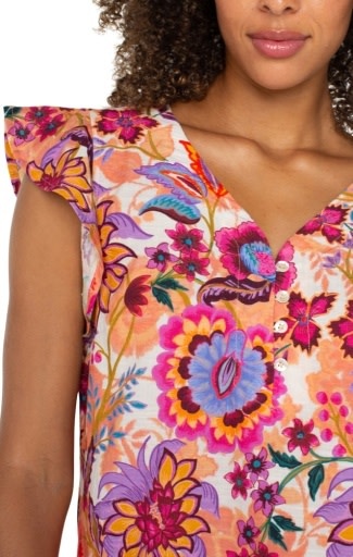 Liverpool Los Angeles flutter sleeve button front woven blouse