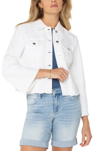 Liverpool Los Angeles jacket w fray hem & wide sleeve