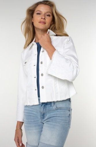 Liverpool Los Angeles jacket w fray hem & wide sleeve