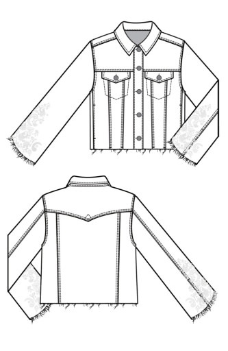 Liverpool Los Angeles jacket w fray hem & wide sleeve
