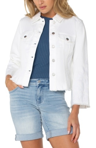 Liverpool Los Angeles jacket w fray hem & wide sleeve