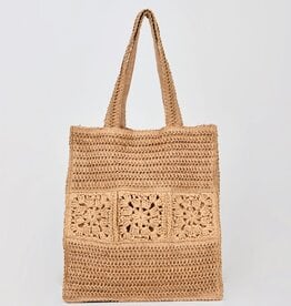 Molly Bracken Beige Ladies Woven Bag Openwork Straw Tote Bag