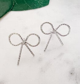 Lou & Co. Silver Textured Bow Stud Earrings