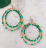 Lou & Co. Green Beaded Circle Dangle Earrings