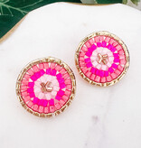 Lou & Co. Pink Beaded Circle Post Earrings
