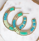 Lou & Co. Blue Beaded Hoop Earrings