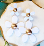 Lou & Co. White Two-Tier Flower Dangle Earrings