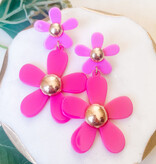 Lou & Co. Pink Two-Tier Flower Dangle Earrings