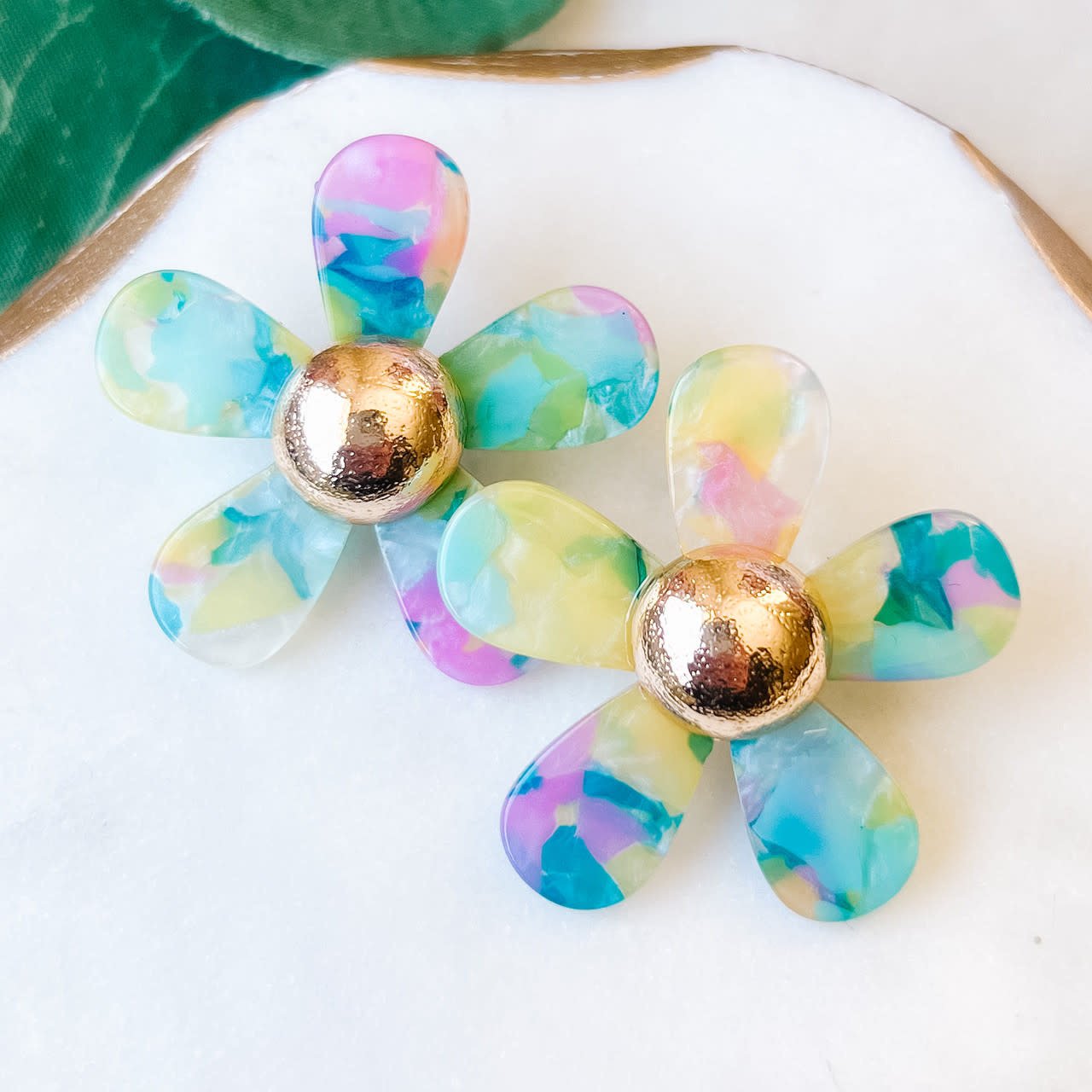 Lou & Co. Multi Flower Post Earrings With Gold Center