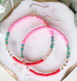 Lou & Co. Pink Beaded Circle Dangle Earrings