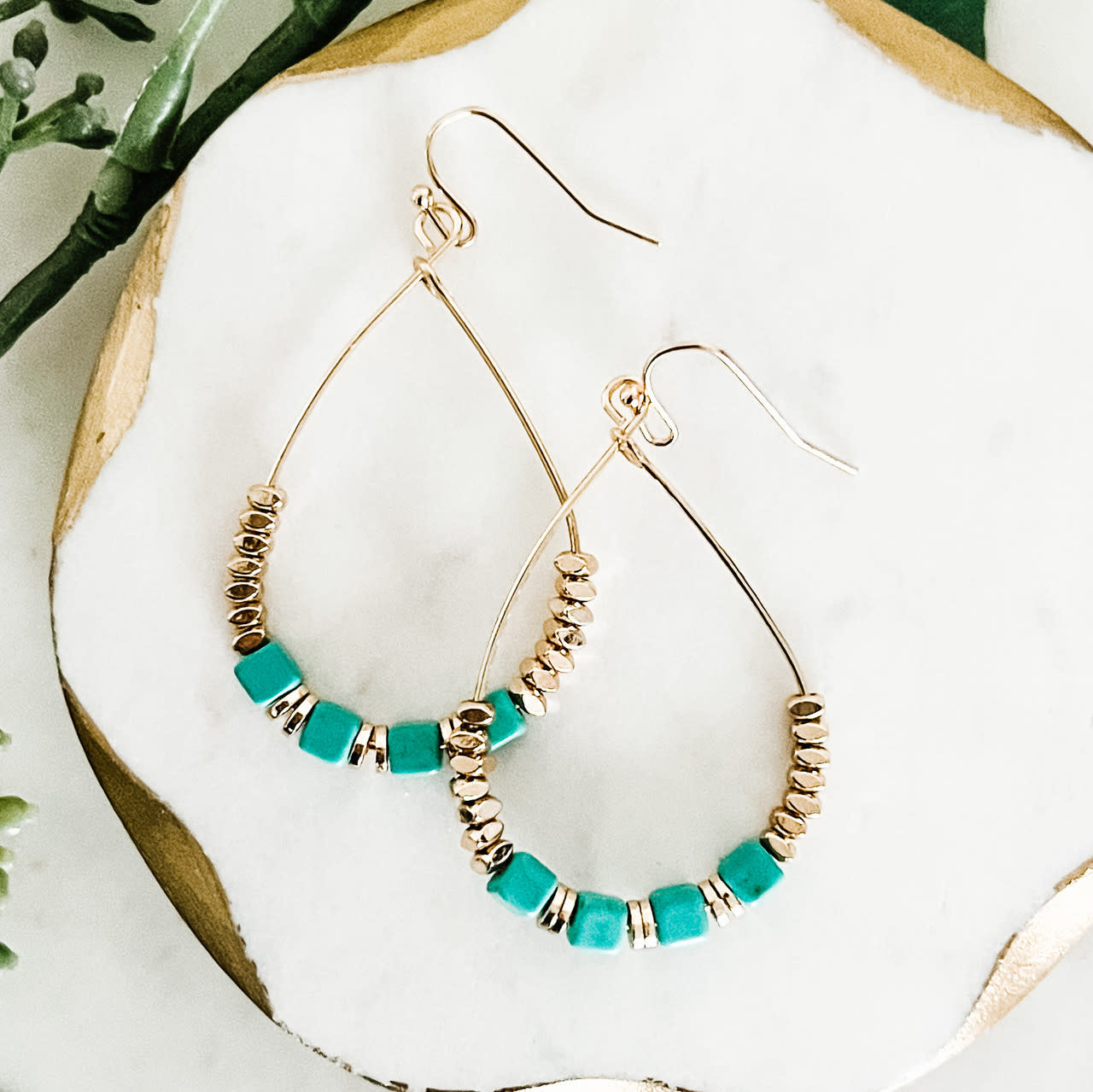Lou & Co. Turquoise Beaded Teardrop Earrings