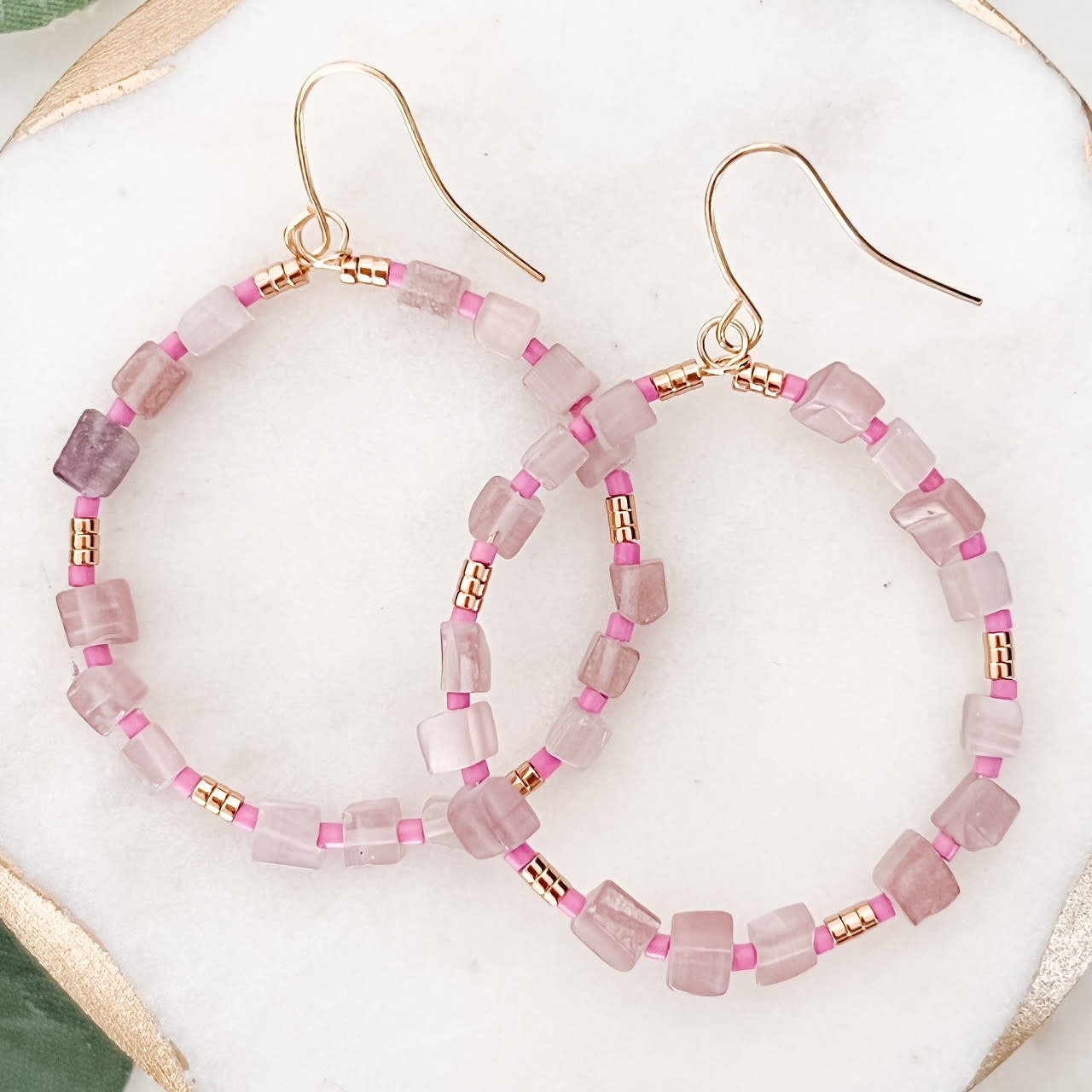 Lou & Co. Purple Natural Stone and Glass Bead Earrings