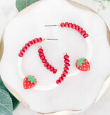 Lou & Co. 1.5” Hoop With Red Beads and Strawberry Charm