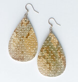 Lou & Co. Brown Leather Snakeskin Teardrop Earrings