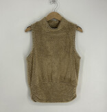 Democracy Vintage Walnut Black Sleeveless Turtle Neck Banded Hem Knit Top