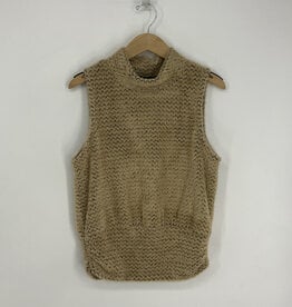 Democracy Vintage Walnut Black Sleeveless Turtle Neck Banded Hem Knit Top