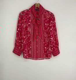 Democracy Cherry/Ivory Scallop Edge Tipping Woven Shirt