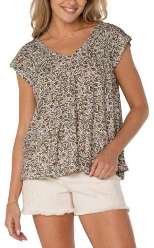 Liverpool Los Angeles short slv dolman tie back knit top